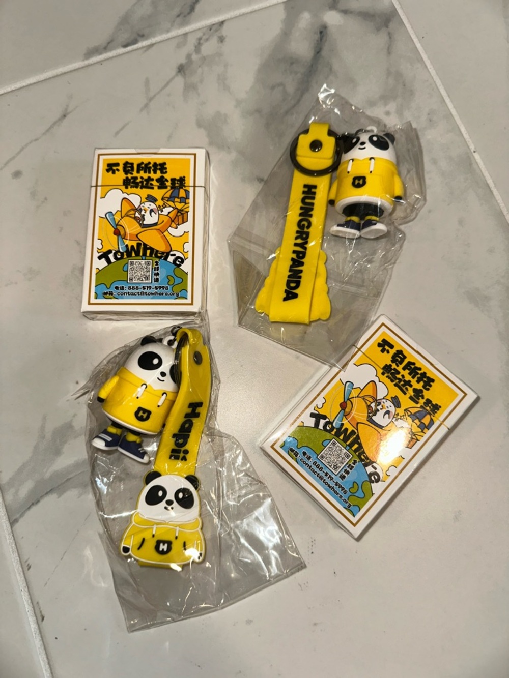 NEW Yellow Panda Keychain and Playing Cards Asian Accessories